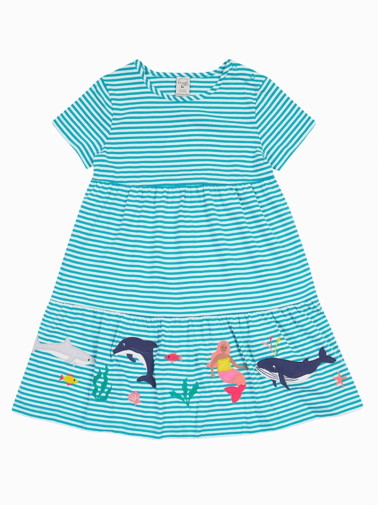 Frugi Kids Blue Pixy 100% Cotton Dress - Image 2 of 5