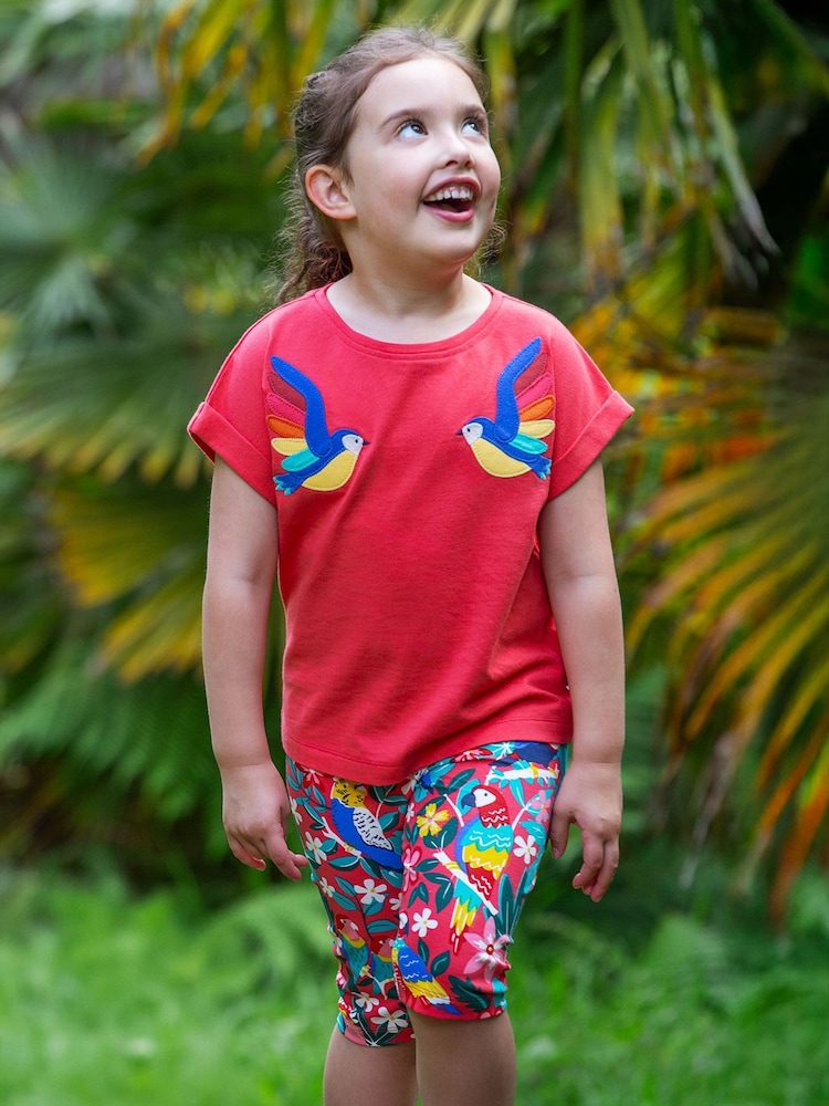 Frugi Kids Pink Daisy Appliqué 100% Cotton T-Shirt - Image 1 of 4