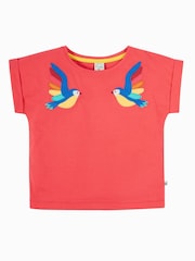 Frugi Kids Pink Daisy Appliqué 100% Cotton T-Shirt - Image 2 of 4
