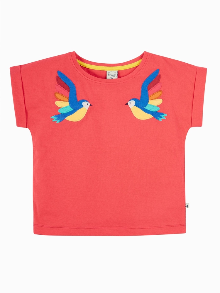 Frugi Kids Pink Daisy Appliqué 100% Cotton T-Shirt - Image 2 of 4