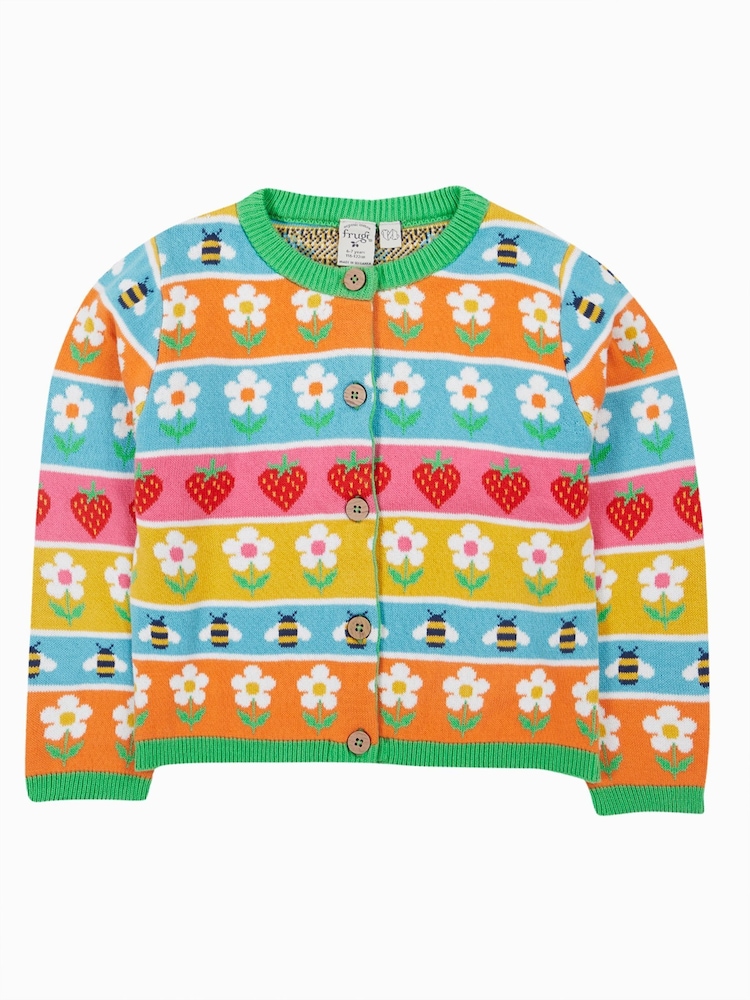 Frugi Rainbow Flower Fairisle Cardigan - Image 2 of 5