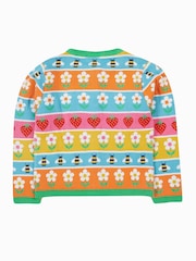 Frugi Rainbow Flower Fairisle Cardigan - Image 3 of 5