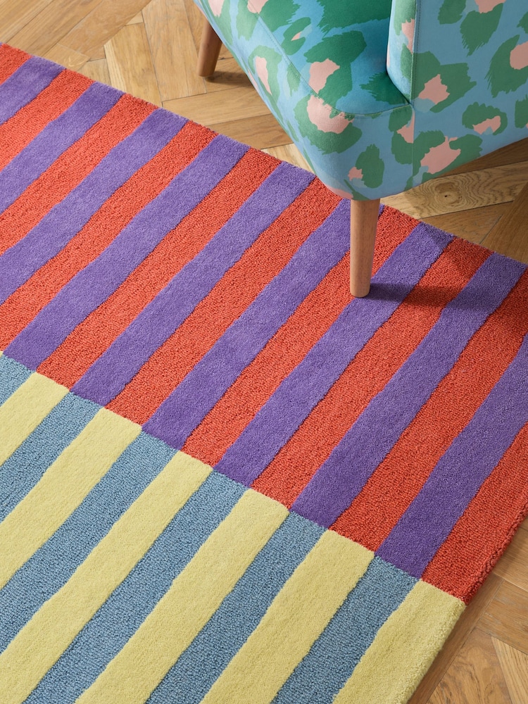 Eleanor Bowmer Multi Stripe Wool Tufted Rug - Image 2 of 5