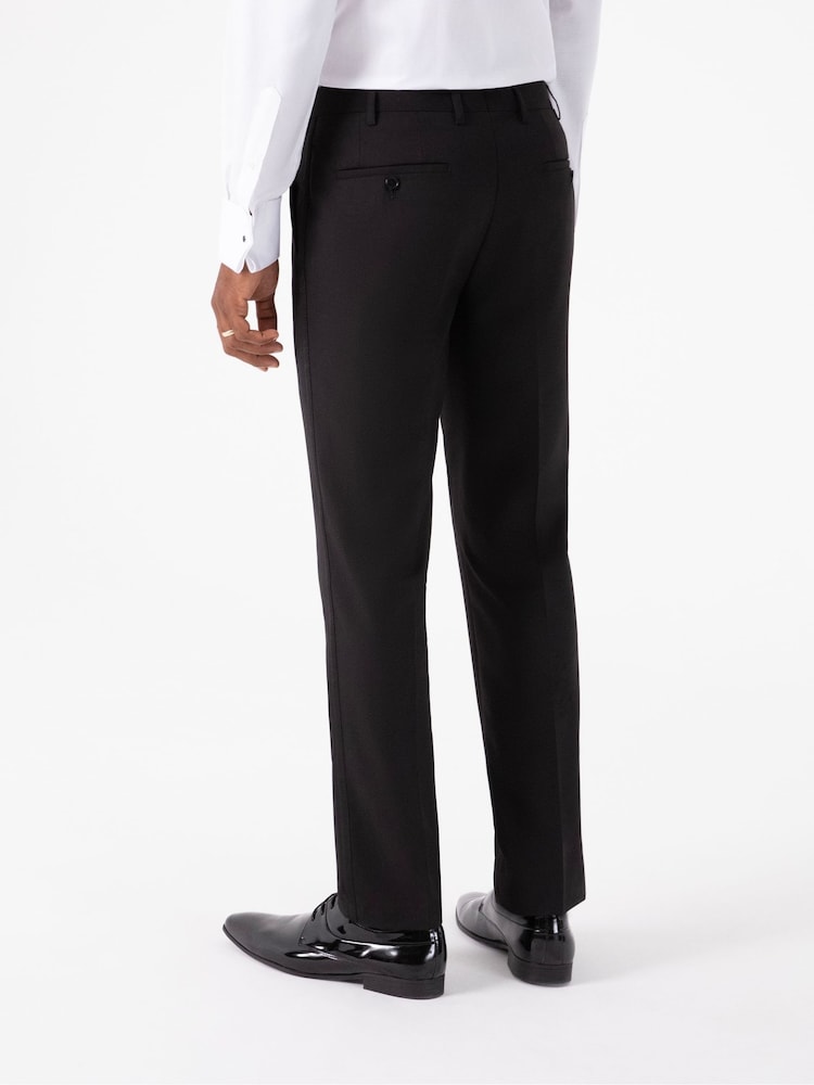 Skopes Black Tapered Fit Sinatra Suit Trousers with Satin Side Stripe - Image 2 of 7