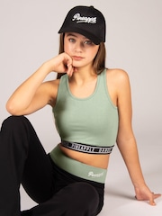 Pineapple Green Tape Hem Midi Crop Top - Image 1 of 9