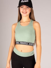 Pineapple Green Tape Hem Midi Crop Top - Image 2 of 9