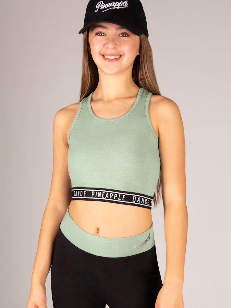 Pineapple Green Tape Hem Midi Crop Top - Image 2 of 9