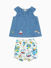 Frugi Baby Letty 100% Organic Cotton White Outfit Clothing Set - Imagen 1 de 4