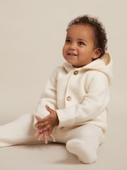 Reiss Neutral Jesse Hooded Boiled-Wool Pram Suit - Image 1 of 4