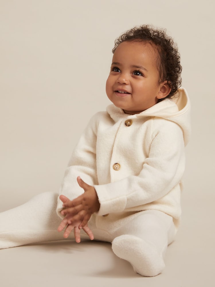 Reiss Neutral Jesse Hooded Boiled-Wool Pram Suit - Image 1 of 4