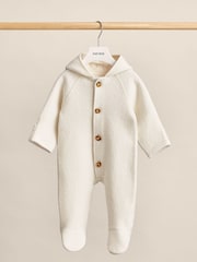 Reiss Neutral Jesse Hooded Boiled-Wool Pram Suit - Image 3 of 4