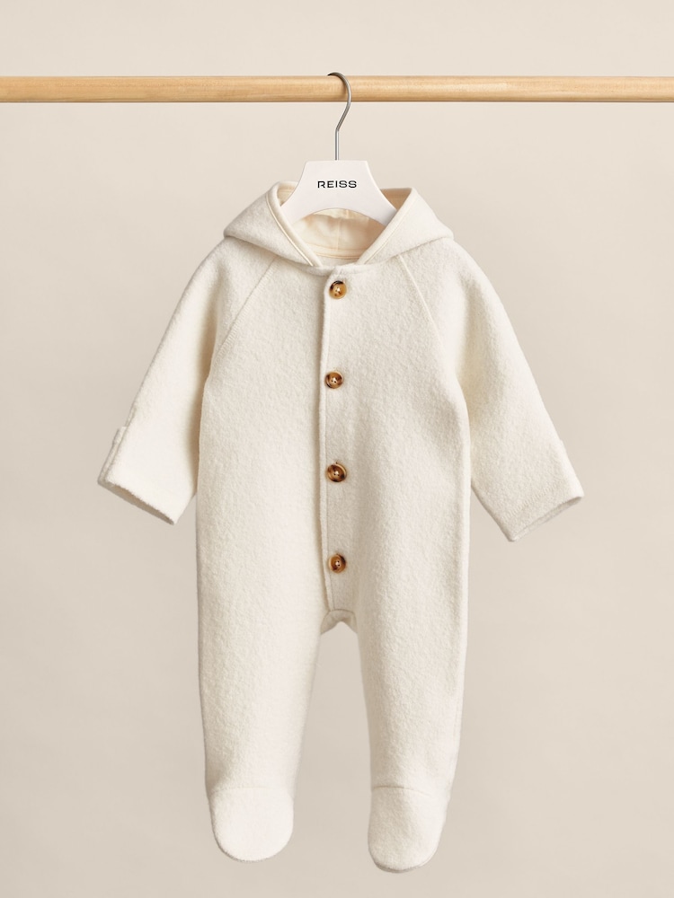 Reiss Neutral Jesse Hooded Boiled-Wool Pram Suit - Image 3 of 4