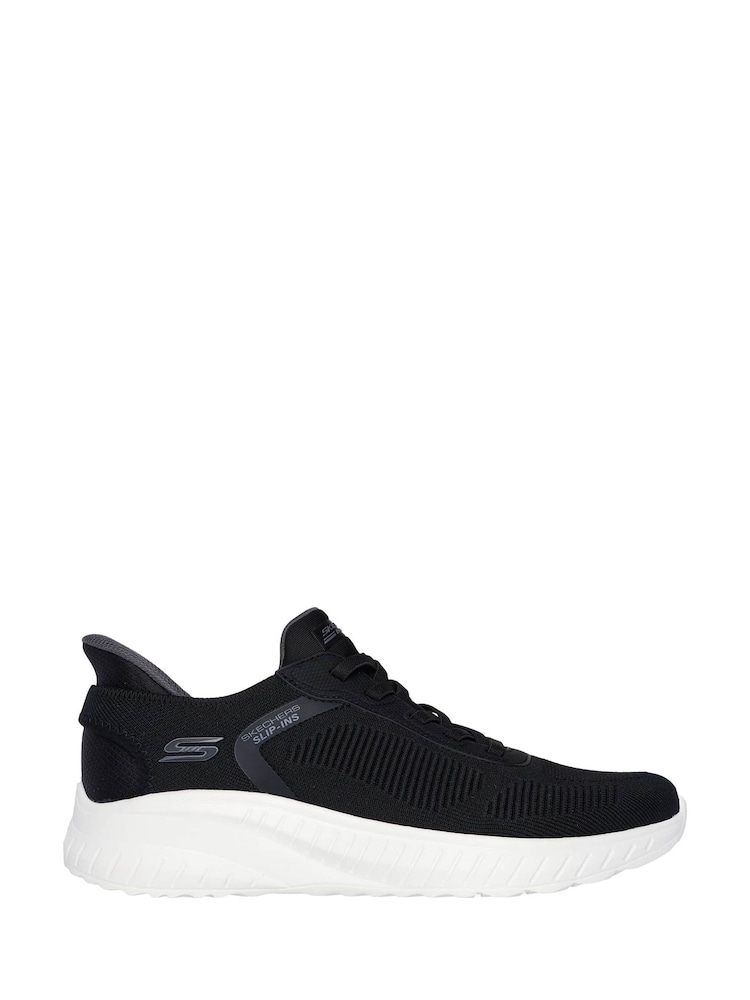 Skechers Black/chrome Standard Fit Slip-ins Bobs Sport Squad Chaos Solid Step Trainers - Image 1 of 2 Skechers Black/chrome Standard Fit Slip-ins Bobs Sport Squad Chaos Solid Step Trainers - Image 1 of 2