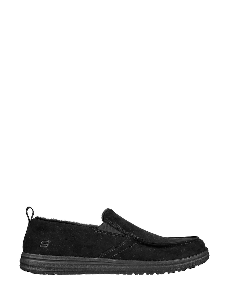 Skechers Black Relaxed Fit Melson Slippers - Image 1 of 5 Skechers Black Relaxed Fit Melson Slippers - Image 1 of 5