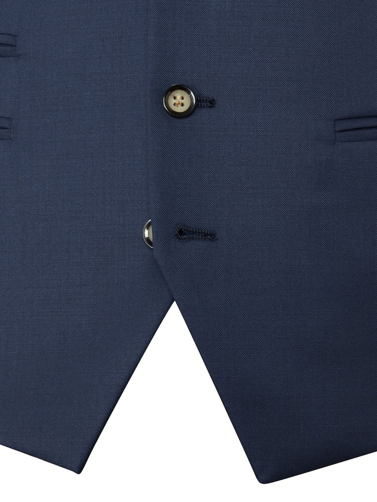 Skopes Blue Tailored Fit Wool Blend Joss Suit Waistcoat - Image 4 of 4