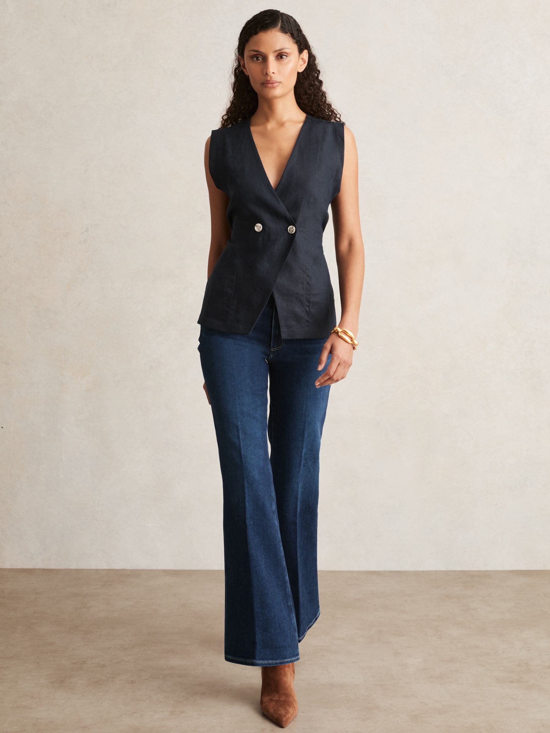 Paige High Rise Flared Jeans In Blue