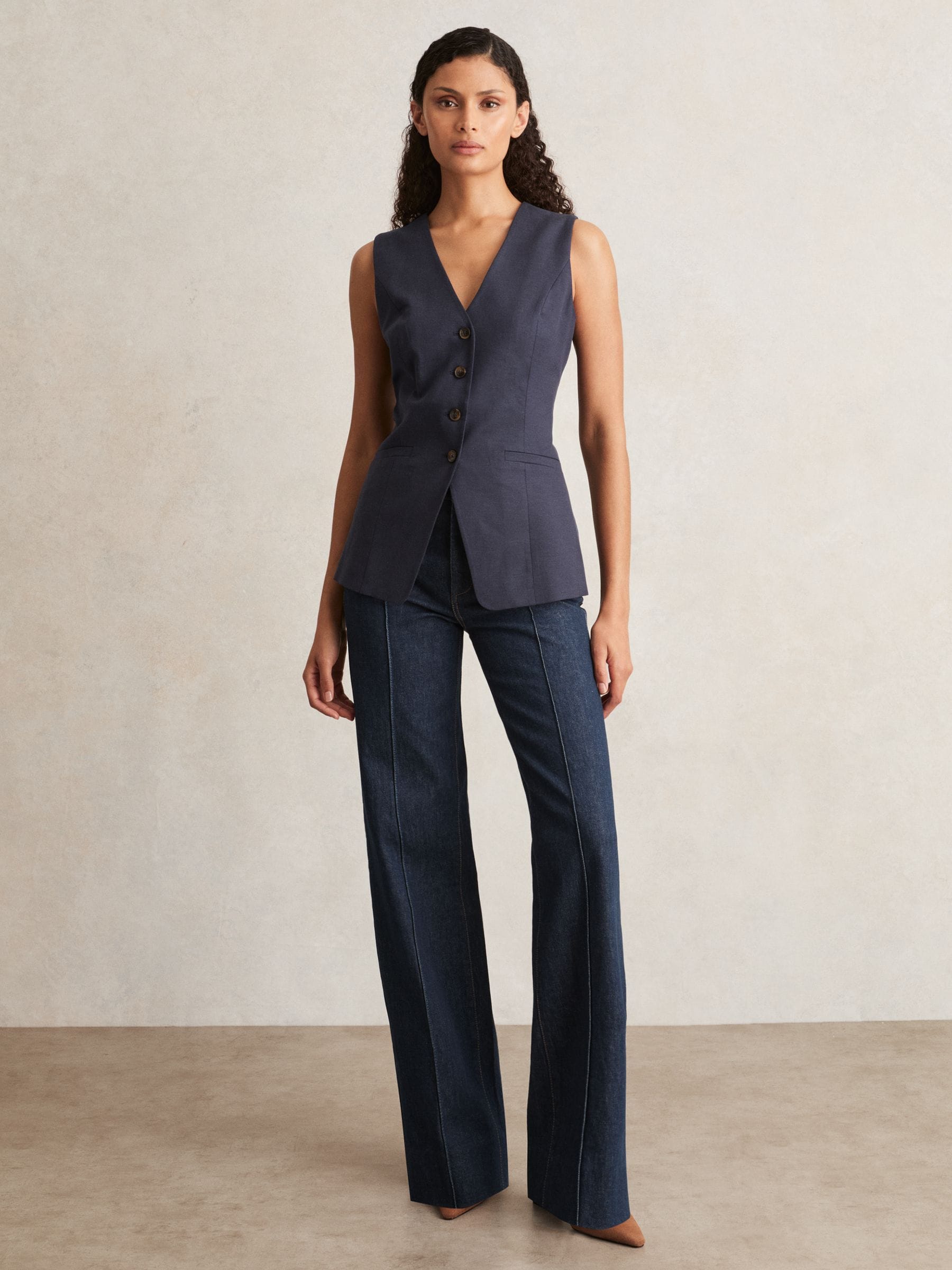 Paige Wide Leg Pintuck Jeans In Blue