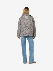 NOISY MAY Brown Leopard Print Quilted Zip Up Jacket - Image 2 of 4