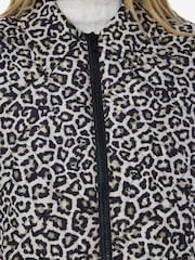 NOISY MAY Brown Leopard Print Quilted Zip Up Jacket - Image 4 of 4