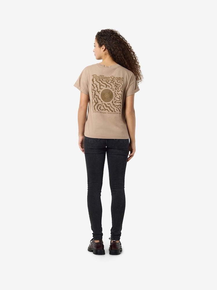 NOISY MAY Brown Rolling Stones Graphic Back Print T-Shirt - Image 2 of 4