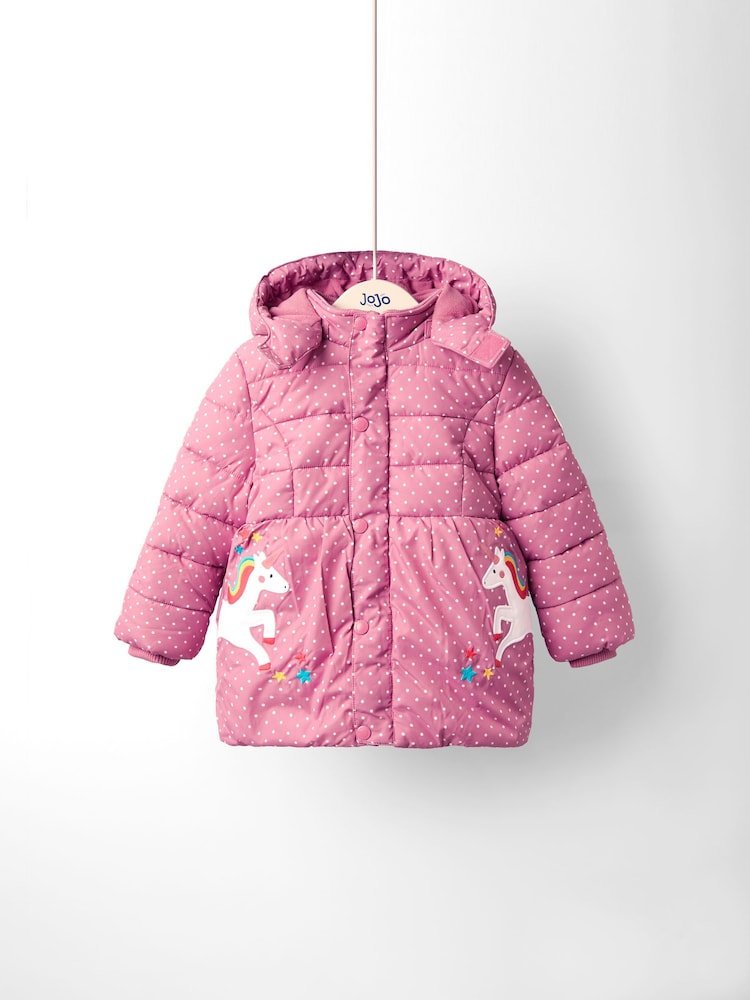 Pink - JoJo Maman Bébé Puffer Jacket - Image 1 of 9