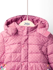 Pink - JoJo Maman Bébé Puffer Jacket - Image 5 of 9