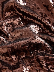 Brown Sequin Longsleeve Drape Top - Image 7 of 8