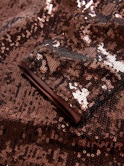 Brown Sequin Longsleeve Drape Top - Image 8 of 8