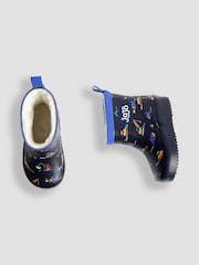 JoJo Maman Bébé Navy Digger Cosy Lined Ankle Wellies - Image 5 of 6
