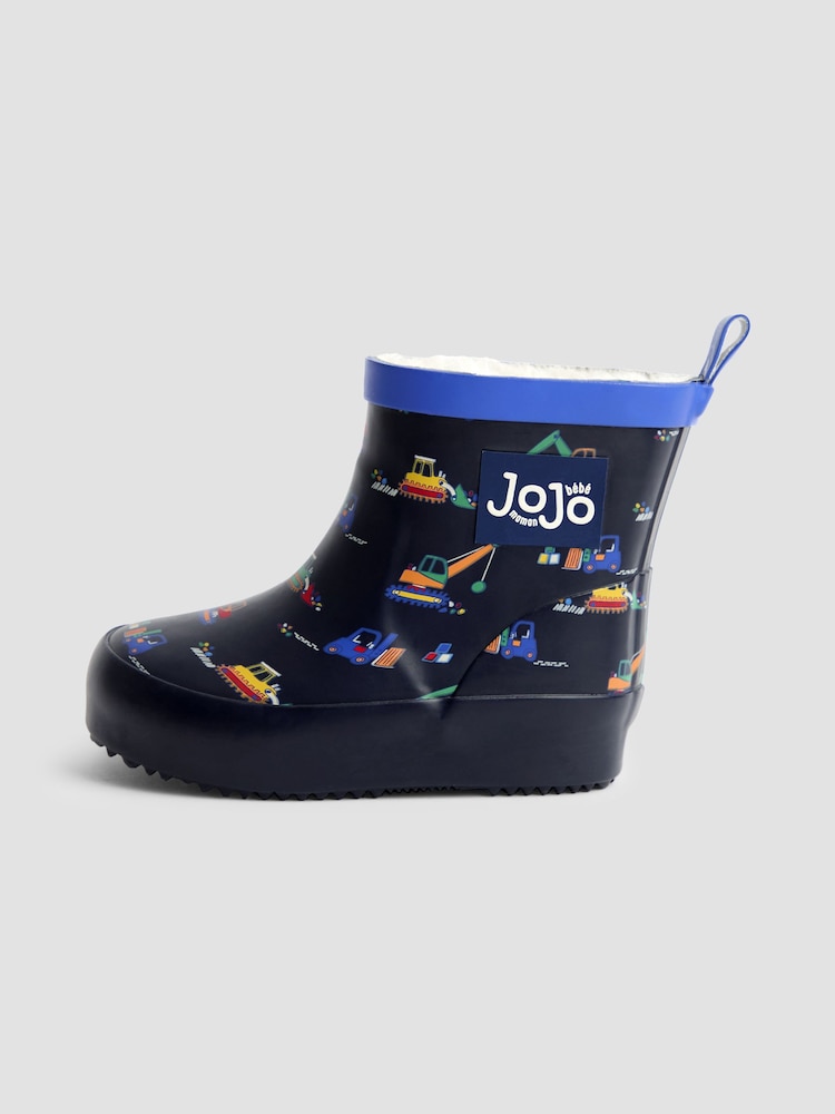 JoJo Maman Bébé Navy Digger Cosy Lined Ankle Wellies - Image 6 of 6