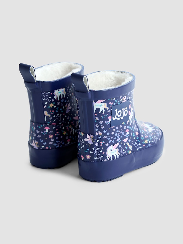 JoJo Maman Bébé Blue Rust Cosy Lined Ankle Wellies - Image 2 of 4 JoJo Maman Bébé Blue Rust Cosy Lined Ankle Wellies - Image 2 of 4