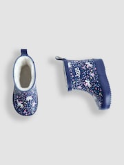 JoJo Maman Bébé Navy Unicorn Short Cosy Lined Mouse Wellies - Image 5 of 6