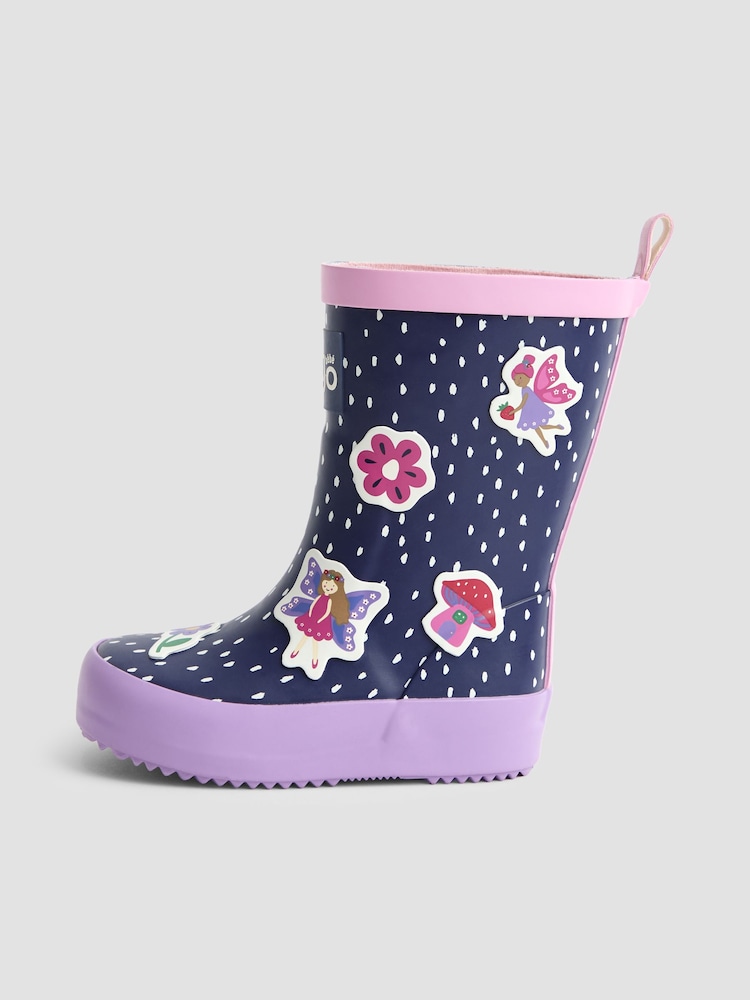 JoJo Maman Bébé Blue Light Floral Cosy Lined Boot - Image 4 of 4
