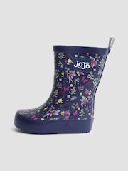 JoJo Maman Bébé Blue Floral Cosy Lined Boot - Image 4 of 4