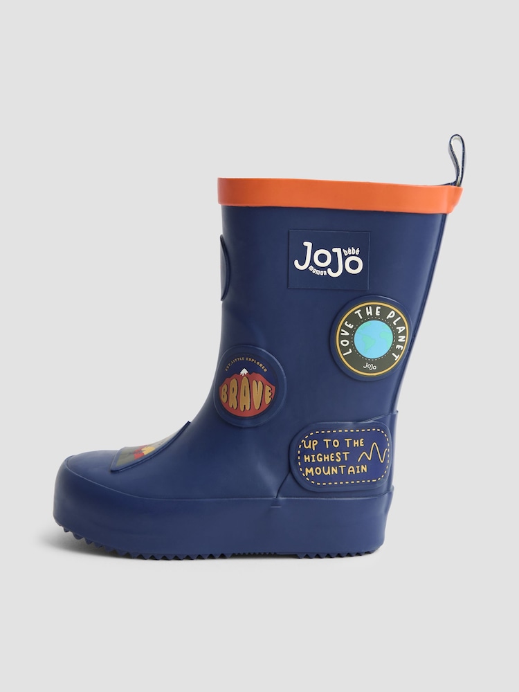 JoJo Maman Bébé Dark Blue Floral Cosy Lined Boot - Image 4 of 4 JoJo Maman Bébé Dark Blue Floral Cosy Lined Boot - Image 4 of 4