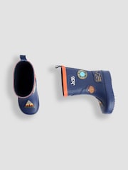 JoJo Maman Bébé Navy Sticker Printed Lined Wellies - Image 5 of 6