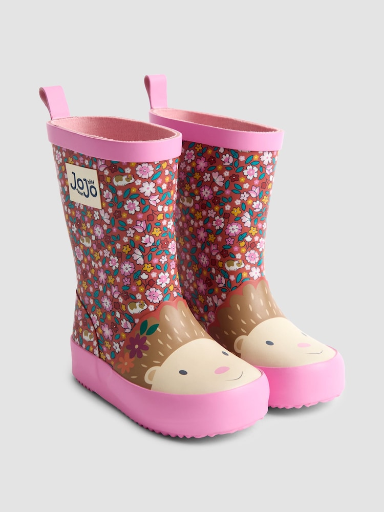 JoJo Maman Bébé Brown Floral Cosy Lined Boot - Image 1 of 4