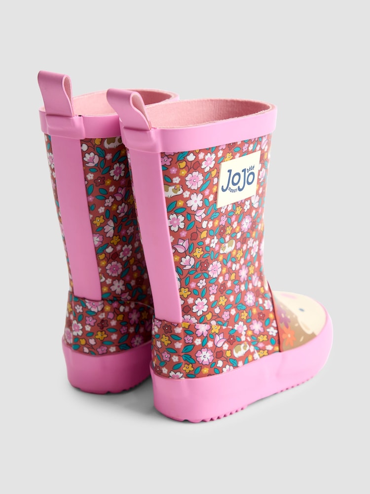 JoJo Maman Bébé Brown Floral Cosy Lined Boot - Image 2 of 4