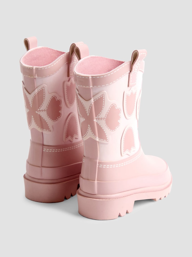 JoJo Maman Bébé Dusky Pink Cowboy Wellies - Image 2 of 4
