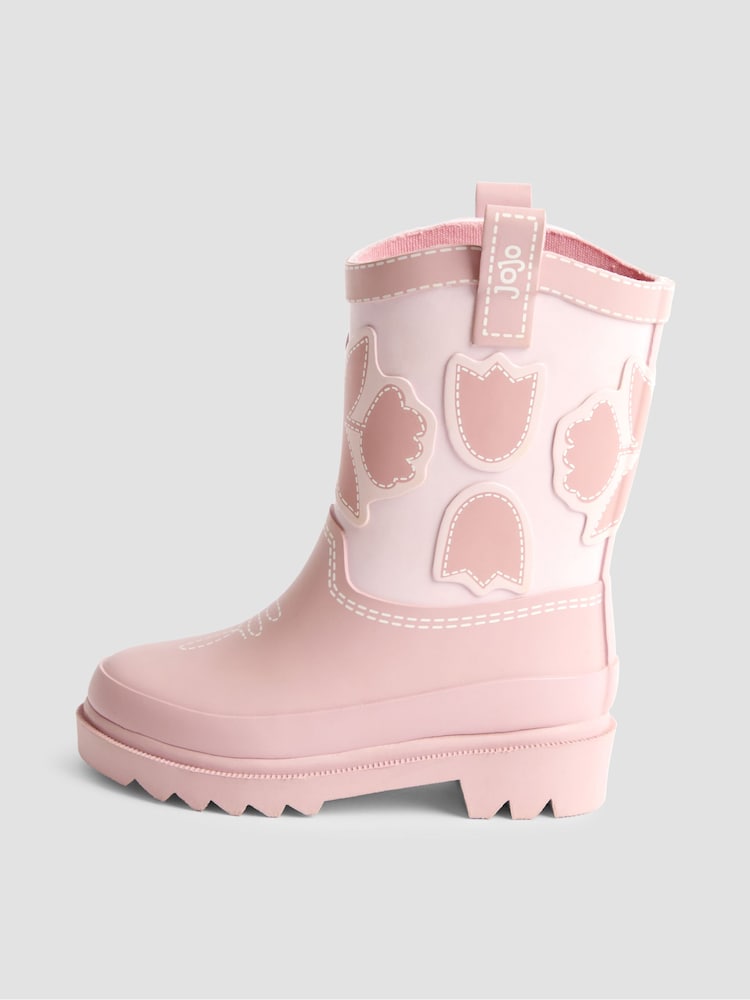 JoJo Maman Bébé Dusky Pink Cowboy Wellies - Image 4 of 4