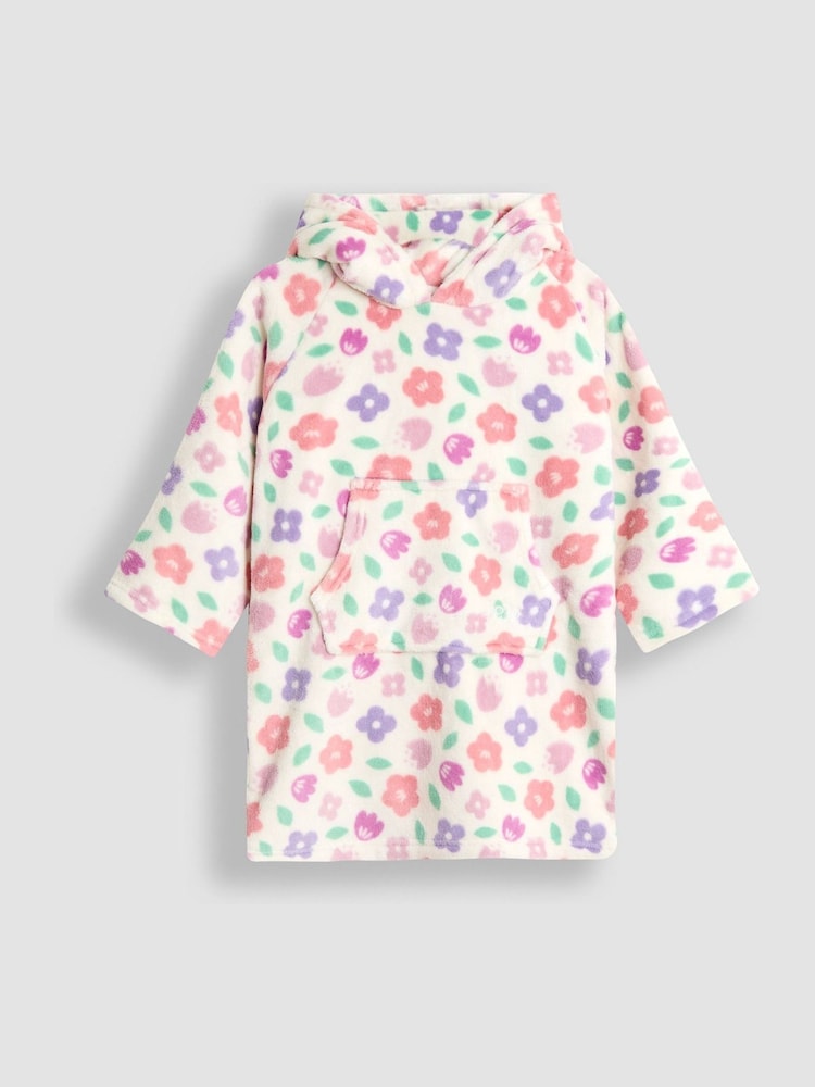 JoJo Maman Bébé Pink Floral Cosy Hooded Blanket - Image 1 of 4