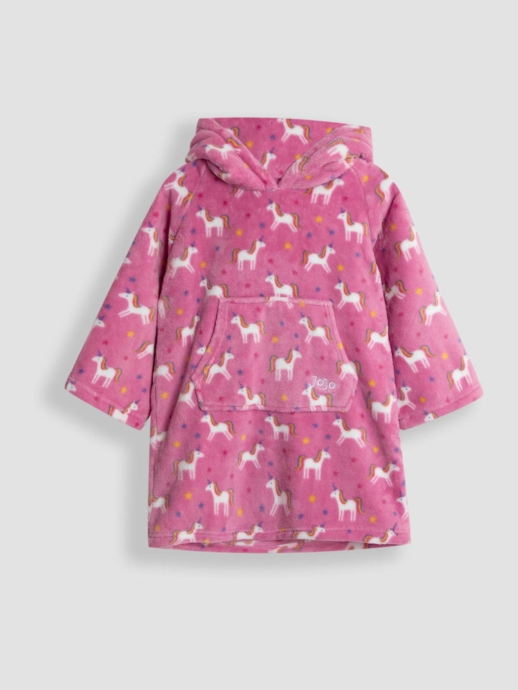 JoJo Maman Bébé Pink Unicorn Cosy Hooded Blanket - Image 1 of 4 JoJo Maman Bébé Pink Unicorn Cosy Hooded Blanket - Image 1 of 4