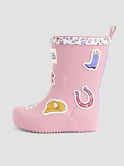 JoJo Maman Bébé Pink Light Floral Cosy Lined Boot - Image 4 of 5