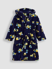 JoJo Maman Bébé Blue Construction Print Dressing Gown - Image 1 of 3