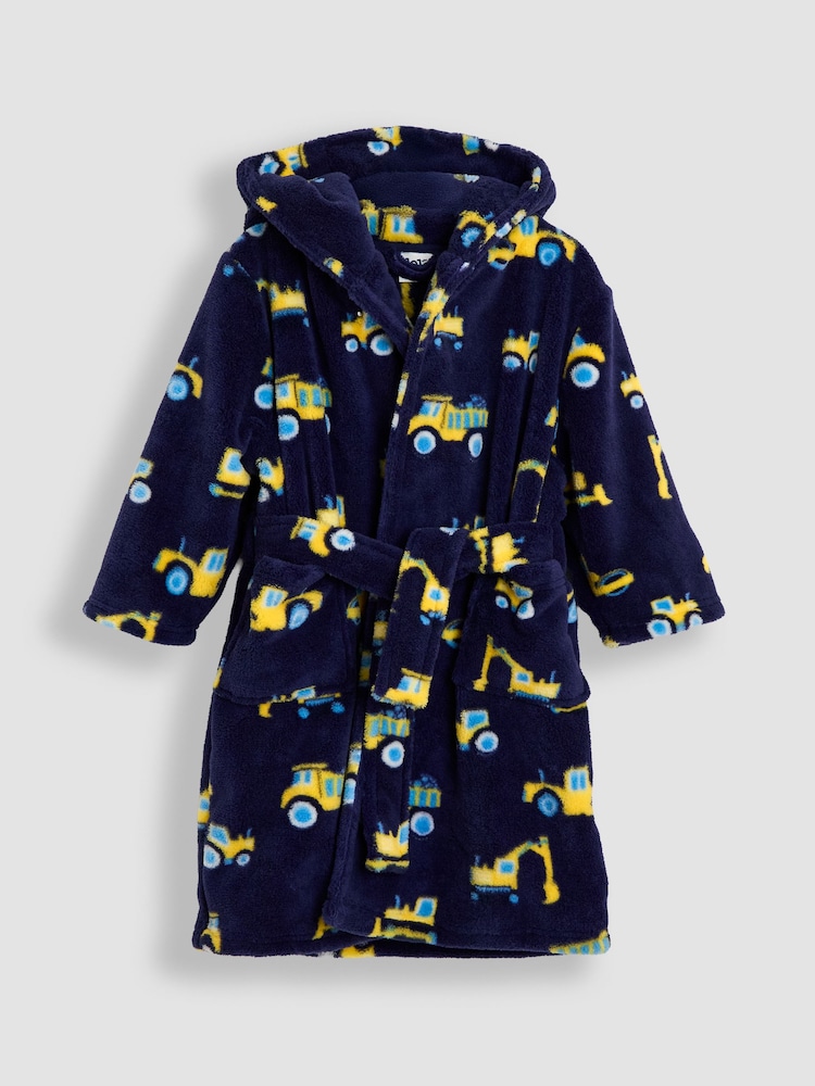 JoJo Maman Bébé Blue Construction Print Dressing Gown - Image 1 of 3