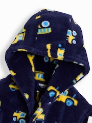 JoJo Maman Bébé Blue Construction Print Dressing Gown - Image 3 of 3