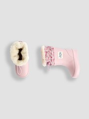 JoJo Maman Bébé Pale Pink Drawstring Cosy Lined Wellies - Image 3 of 4