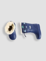 JoJo Maman Bébé Navy Drawstring Color Block Dino Wellies - Image 3 of 4