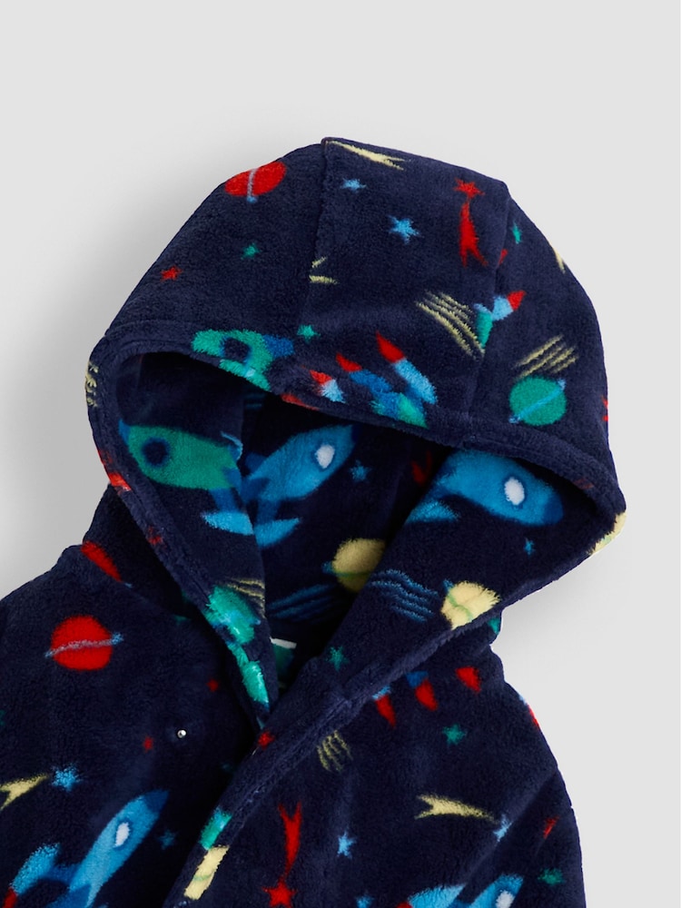 JoJo Maman Bébé Navy Blue Construction Print Dressing Gown - Image 3 of 3
