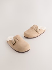 Brown Faux Fur Lined - Clogs aus Veloursleder - Bild 1 von 5